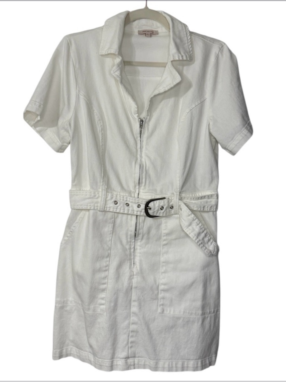 Skies Are Blue White Mini Dress With Belt Size Medium